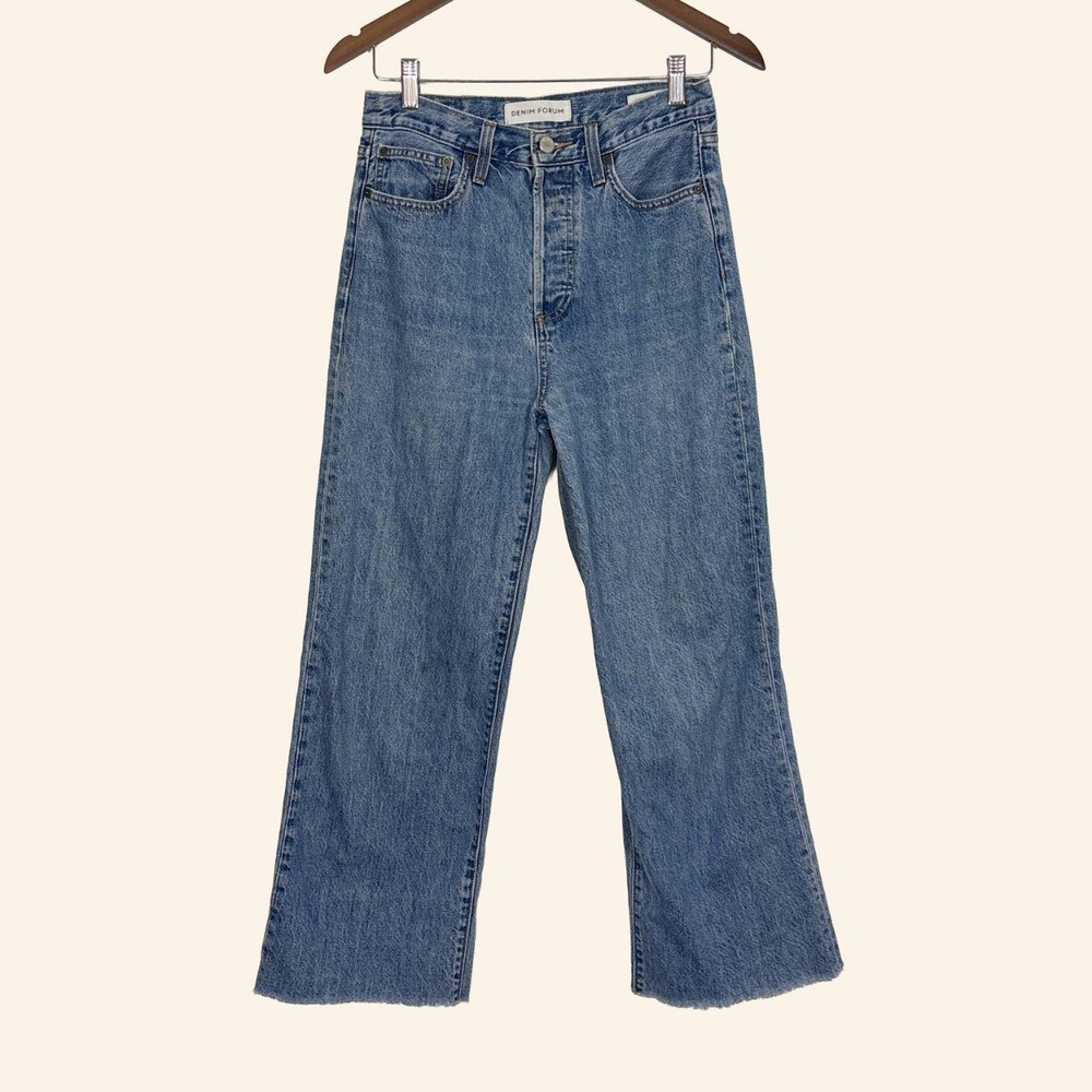 Cropped Denim Forum The Farrah High Rise Wide Leg Jeans Size 28